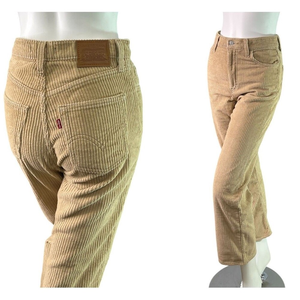 Levi's Premium Ribcage Straight Ankle Corduroy Jean Granola Wide Wale Size 26